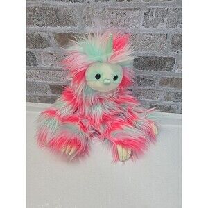 Aurora Pink Teal Striped Sloth Unicorn Plush Fuzzy Stuffed Animal Soft Toy 15"